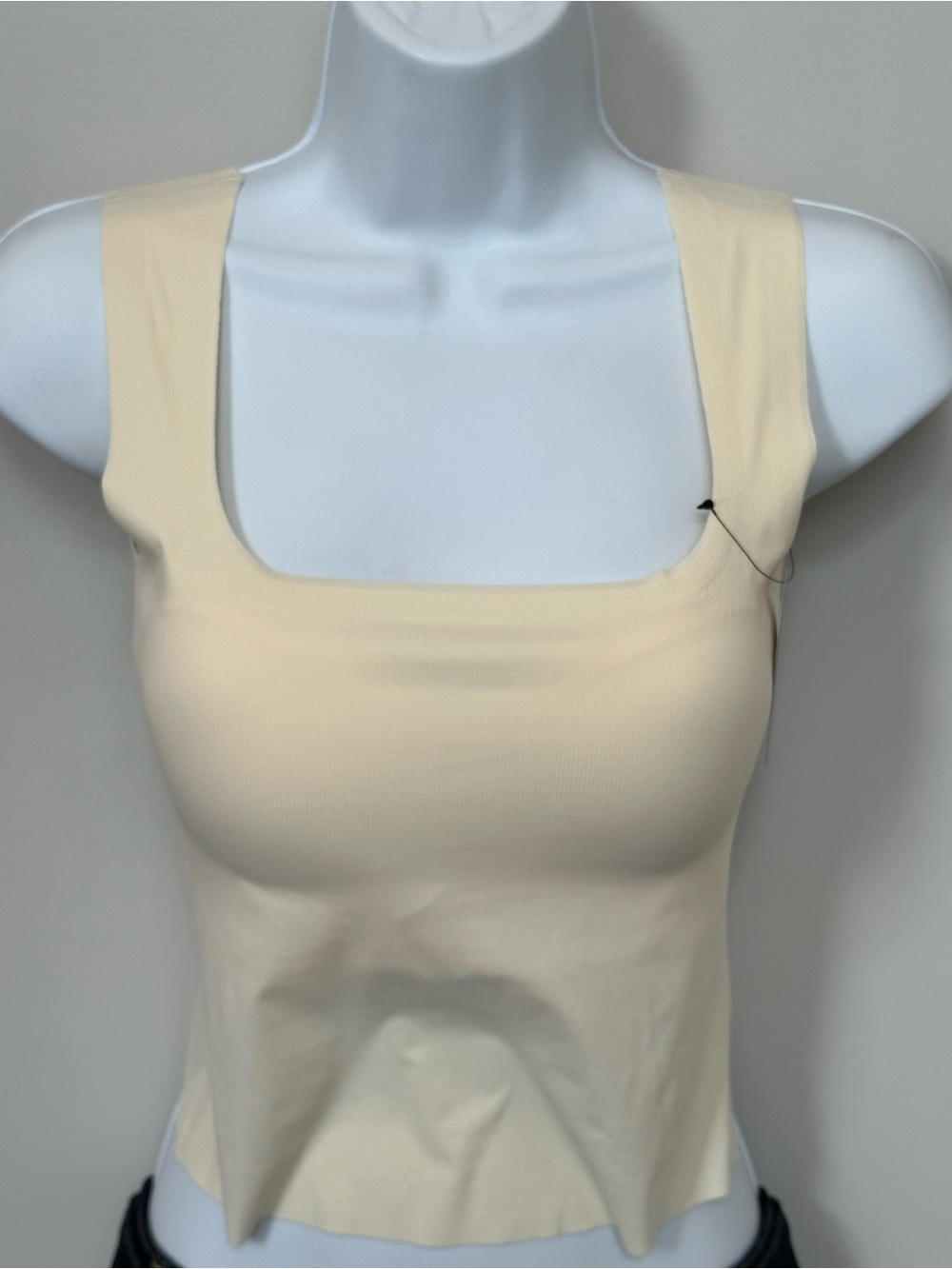Square Neck Ribbed Tank Top (for inner) - Cream up to size medium